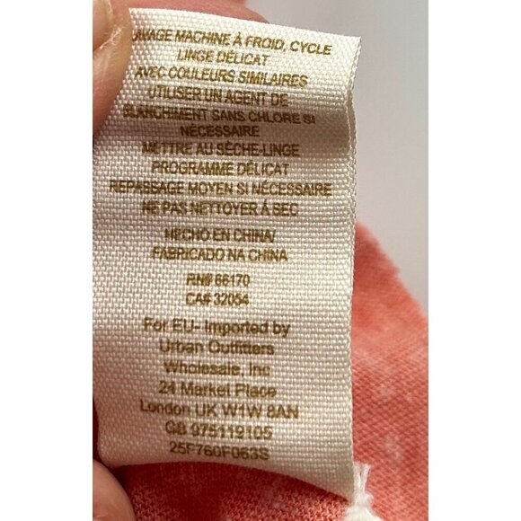 Free People Beach Coral Red Henley Scoop Neck Tee W/ Button Front LARGE - Picture 6 of 7